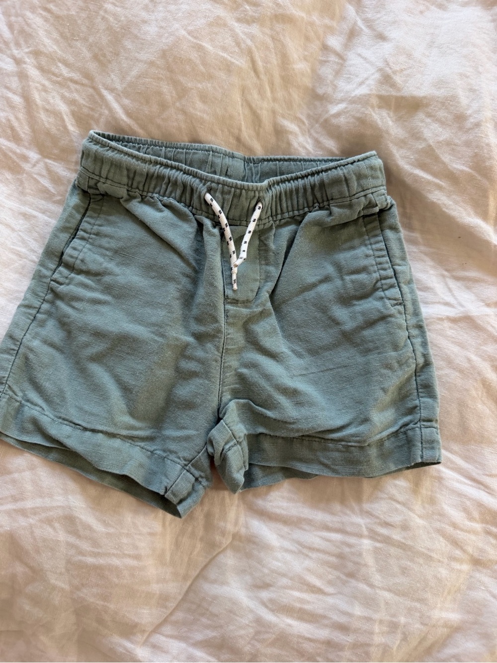 Janie and Jack Lightweight Drawstring Shorts - Sage Green: 18-24 months